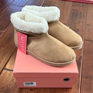 Classic Women's Chestnut Suede Ankle Booties - Cozy Lined